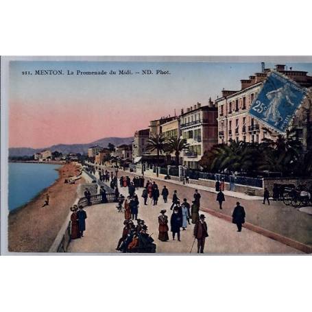 06 - Menton - La promenade du Midi - Voyagé - Dos divisé...