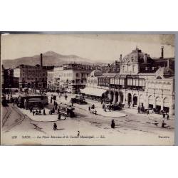 06 - Nice - La place Masséna et le casino Municipal - Voyagé - Dos divisé...