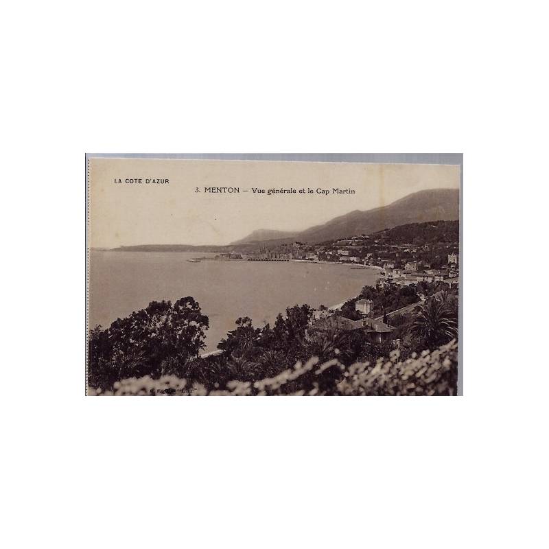 06 - Menton - Vue générale et le Cap Martin - Non voyagé - Dos divisé...