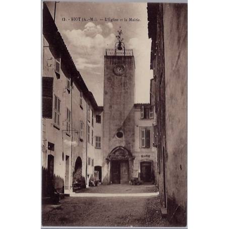 06 - Biot - L'église et la Mairie - Non voyagé - Dos divisé...