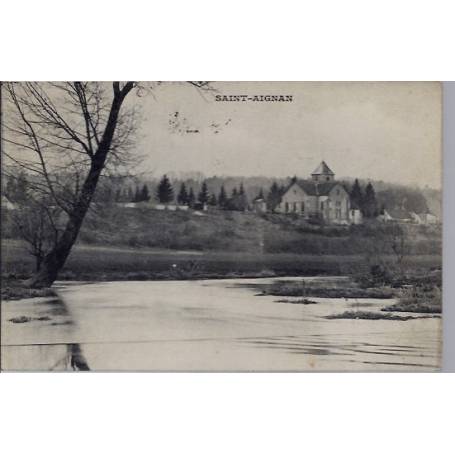 08 - Saint-Aignan- Vue de l'église -  Voyagé - Dos divisé...