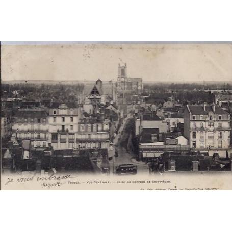 10 - Troyes - Vue générale - Prise du Beffroi de Saint-Jean - Voyagé - Dos n...