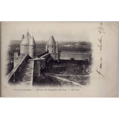 11 - Cité de Carcassonne - Intérieur des remparts, côté Sud - Voyagé - Dos n...