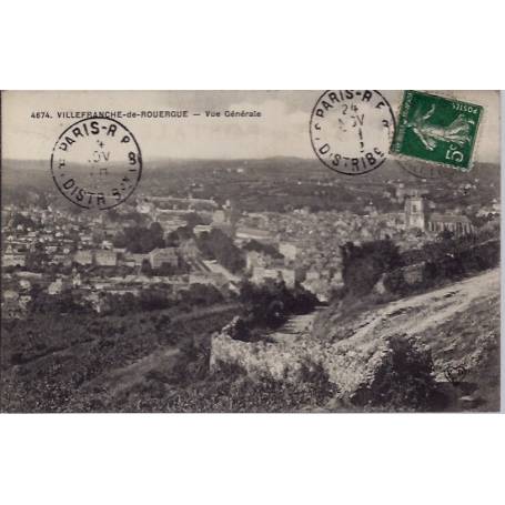 12- Villefranche-de-Rouergue - Vue générale - Voyagé - Dos divisé...