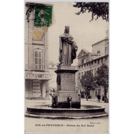 13 - Aix en provence - Statue du Roi René - Voyagé - Dos divisé...