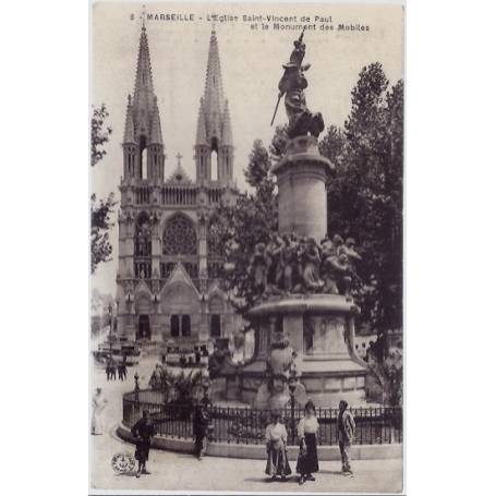 13 - Marseille - L' église Saint-Vincent de Paul et le monument des mobiles ...