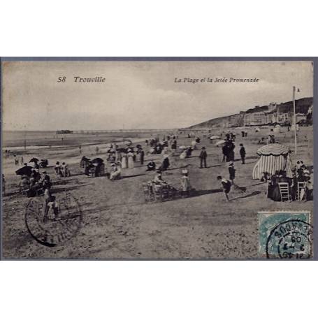 14 - Trouville - La plage et la jetée Promenade - Voyagé - Dos divisé...