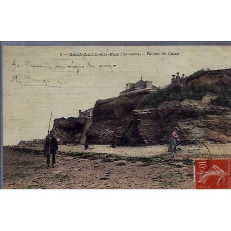 14 - Saint-Aubin-sur-Mer - Falaise du Castel - Voyagé - Dos divisé...