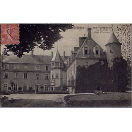 15 - Jozerand - le château Cour d'honneur - Voyagé - Dos divisé...