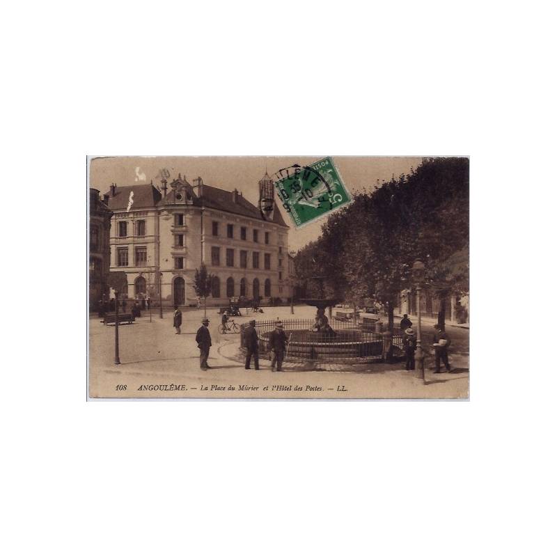 16 - Angoulême - La place du Mûrier et l' hôtel des postes- Voyagé - Dos div...