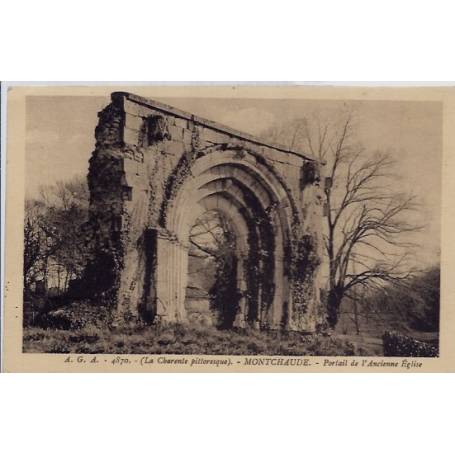 16 - Montchaude - Portail de l'ancienne église - Voyagé - Dos divisé...