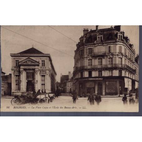 18 - Bourges - La place Cujas et l'école des Beaux-Arts - Voyagé - Dos divis...