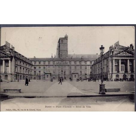 21 - Dijon - Place d' Armes - Hôtel de Ville- Voyagé - Dos divisé...