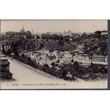 22 - Dinan - Vue générale de la ville et du vieux port - Voyagé - Dos divisé...