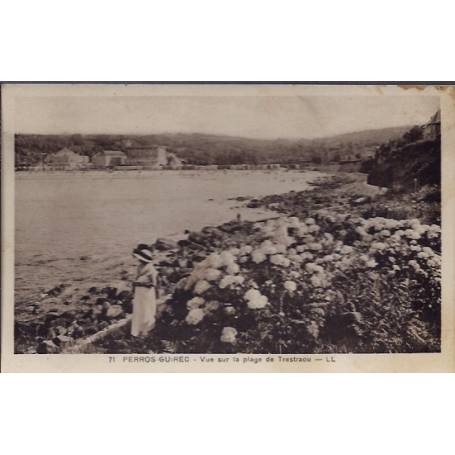 22 - Perros-Guirec - Vue sur la plage de Trestraou - Non voyagé - Dos divisé...