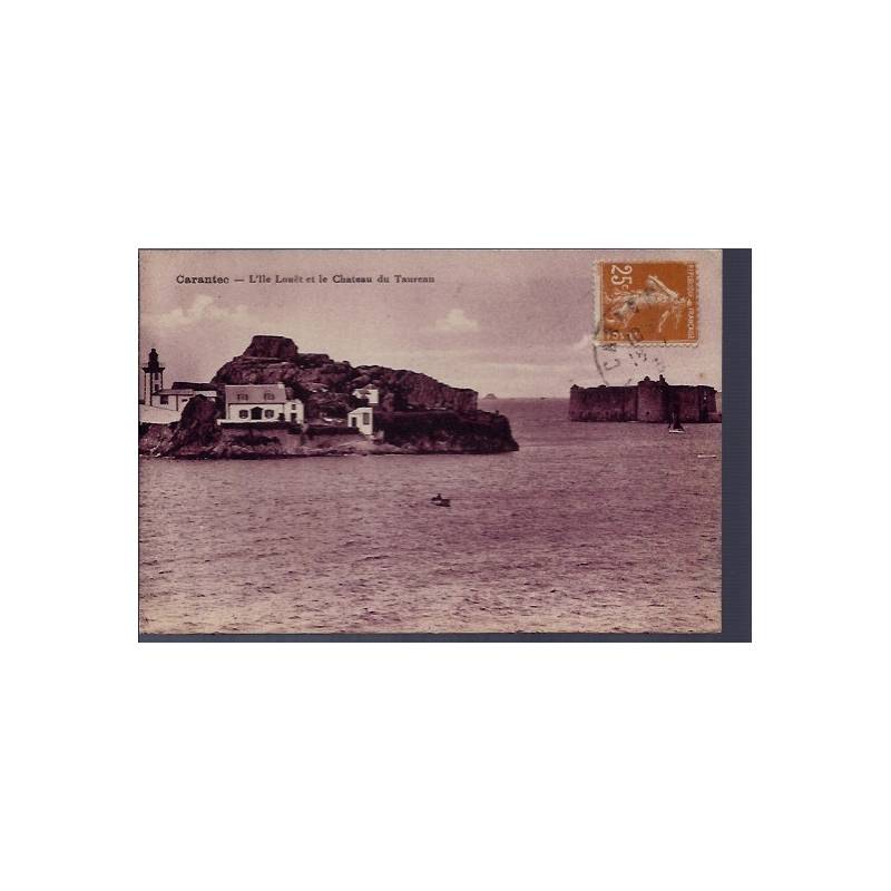 29 - Carantec -  L' Ile Louët et le château du Taureau - Voyagé - Dos divis...