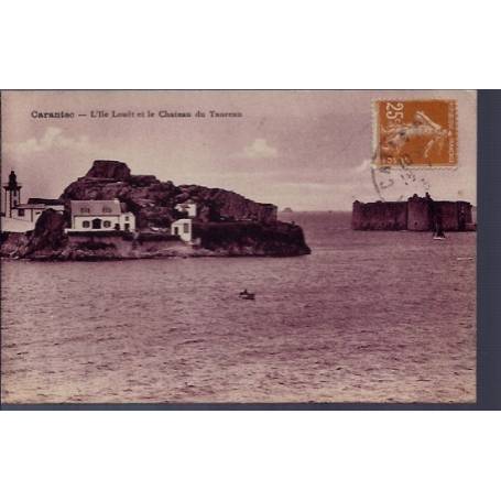 29 - Carantec -  L' Ile Louët et le château du Taureau - Voyagé - Dos divis...