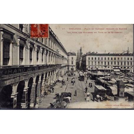 31 - Toulouse - Place du Capitole pendant le marché - Voyagé - Dos divisé...