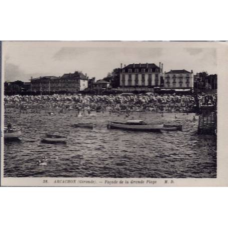 33 - Arcachon - Façade de la grande plage - Non voyagé - Dos divisé...