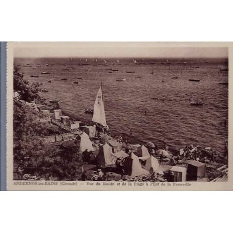 33 - Andernos-les-Bains - vue du bassin et de la plage à l' Est de la  pass...