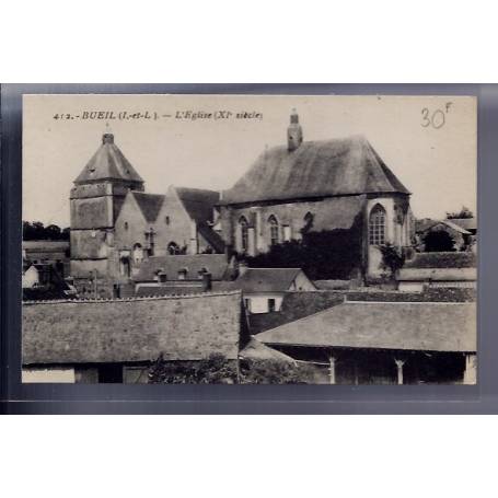 37 - Bueil - l' église XIeme siècle - Non voyagé - Dos divisé...