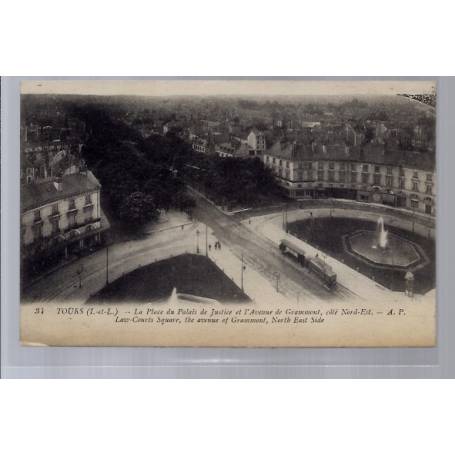 37 - Tours - La place du Palais de Justice et l'avenue de Grammont - côté N...