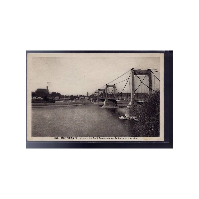 49 - Montjean - Le pont suspendu sur la Loire - Voyagé - Dos divisé...