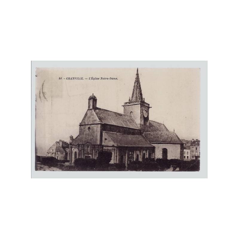 50 - Granville - L' église Notre-Dame - Voyagé - Dos divisé