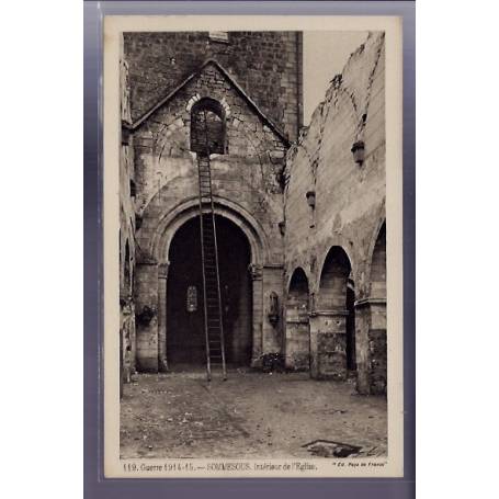 51 - Sommesous - intérieur de l'église - Guerre 1914-1915 - Non voyagé - Dos 