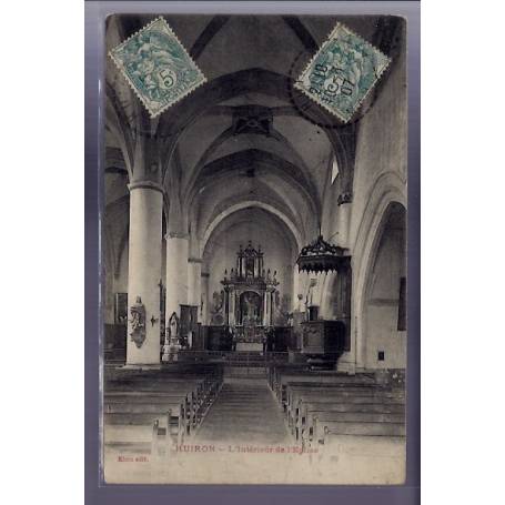 51 - Huiron - L' intérieur de l 'église - Voyagé - Dos divisé