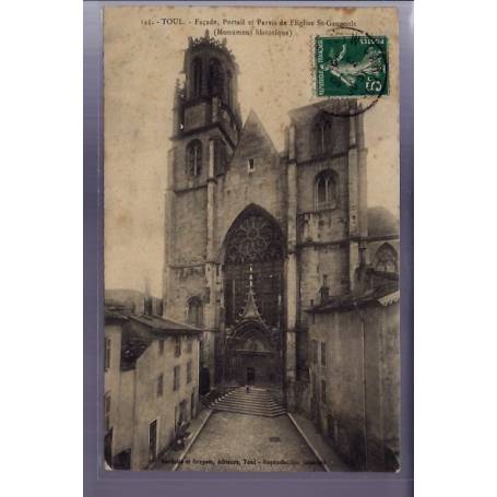 54 - Toul - Façade, portail et parvis de l'église St-Gengoult - Voyagé - Dos 