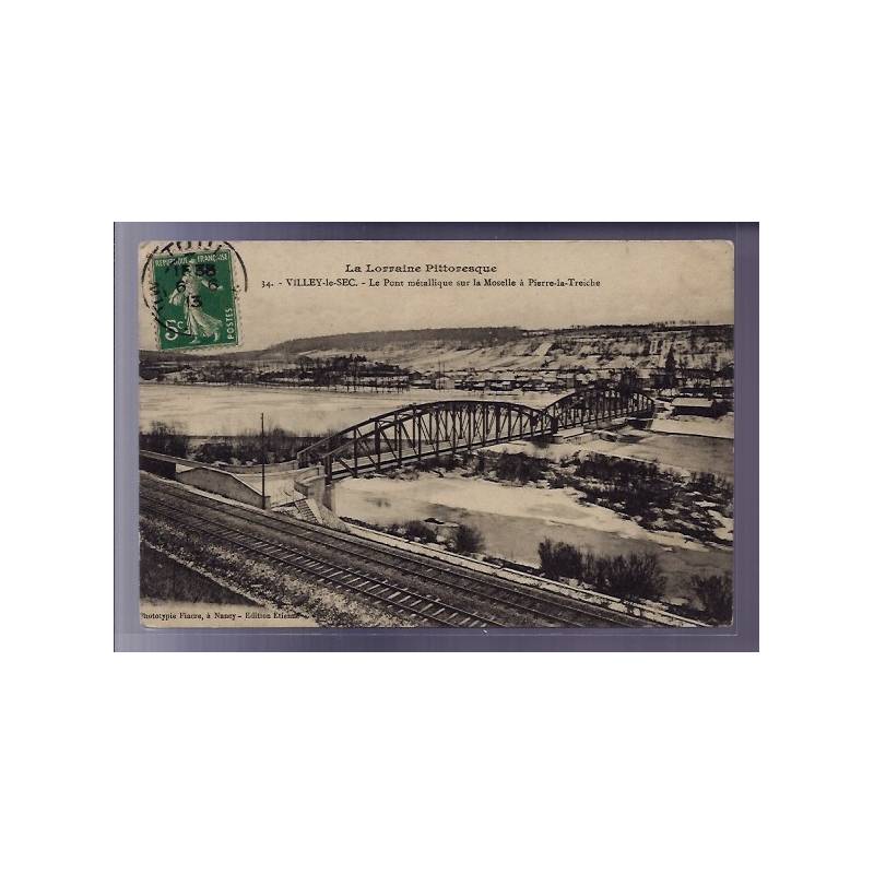 54 - Villey-le-Sec - le Pont métallique sur la Moselle à Pierre-la-Treiche - 