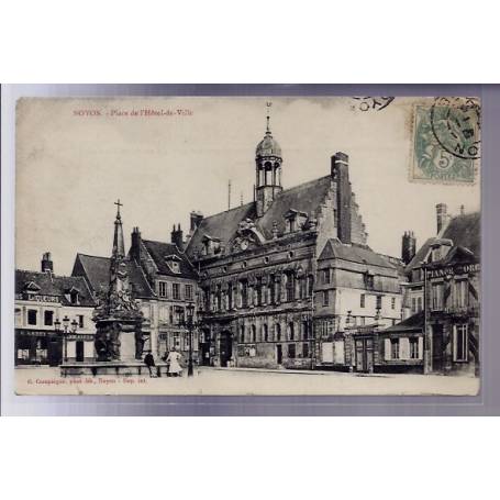 60 - Noyon - Place de l' Hôtel de Ville - Voyagé - Dos divisé