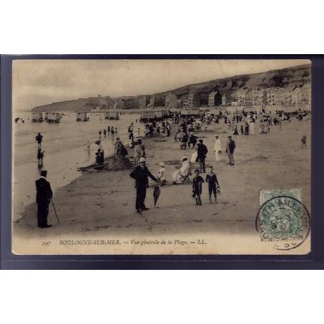 62 - Boulogne-sur-Mer - Vue générale de la plage - Voyagé - Dos divisé