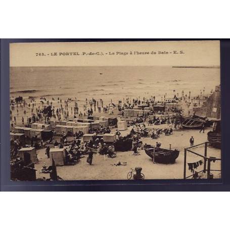 62 - Le Portel - La plage à l' heure du bain - Non voyagé - Dos divisé