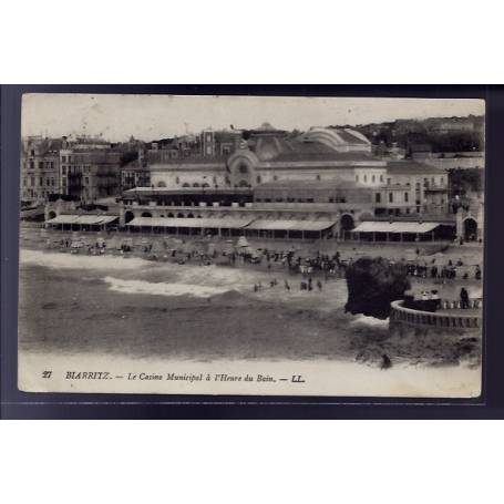 64 - Biarritz - le casino Municipal à l' heure du bain - Voyagé - Dos divisé