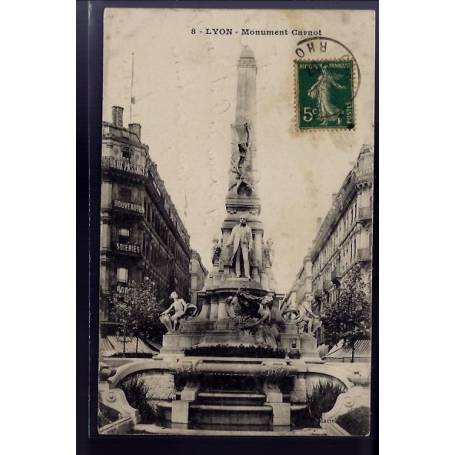 69 - Lyon - Monument Carnot - Voyagé - Dos divisé