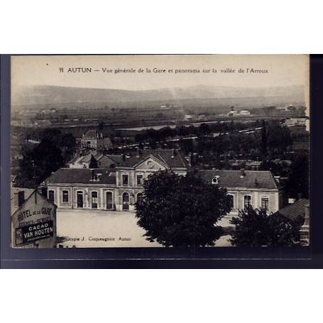 71 - Autun - vue générale de la gare et panorama sur la vallée de l' Arroux -