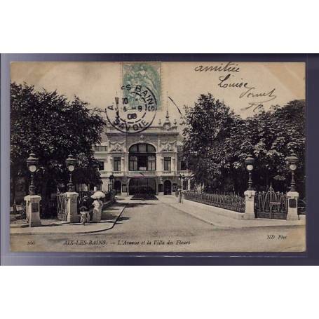 73 - Aix-les-Bains - l' Avenue et la villa des fleurs - Voyagé - Dos divisé