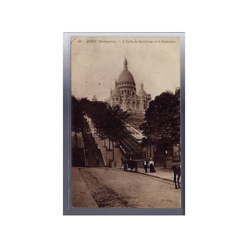 75 - Paris - L' église du Sacré-Coeur et le Funiculaire - Voyagé - Dos divisé