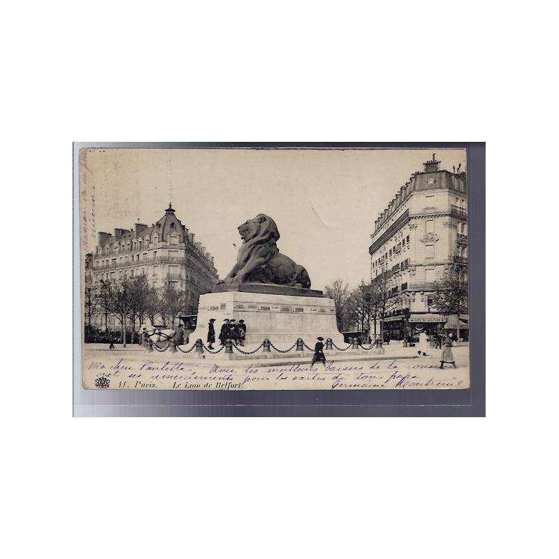 75 - Paris - Le Lion de Belfort - Voyagé - Dos non divisé