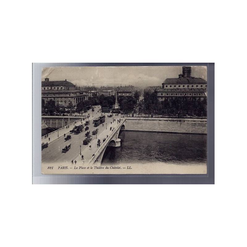 75 - Paris - La place et le Théâtre du châtelet - Voyagé - Dos divisé