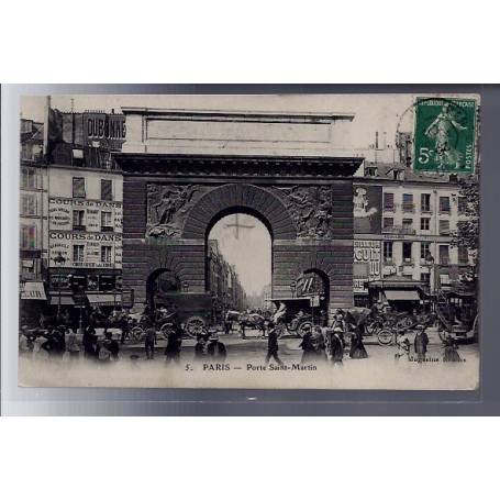 75 - Paris - Porte Saint-Martin - Voyagé - Dos divisé