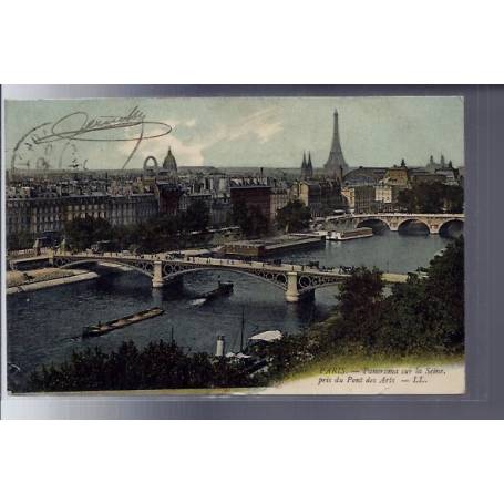 75 - Paris - Panorama sur la Seine - pris du Pont des Arts - Voyagé - Dos div