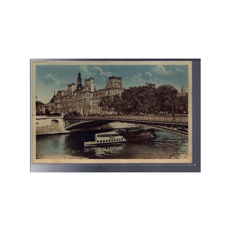 75 - Paris - l' Hôtel de Ville et le Pont d' Arcole - Non voyagé - Dos divisé