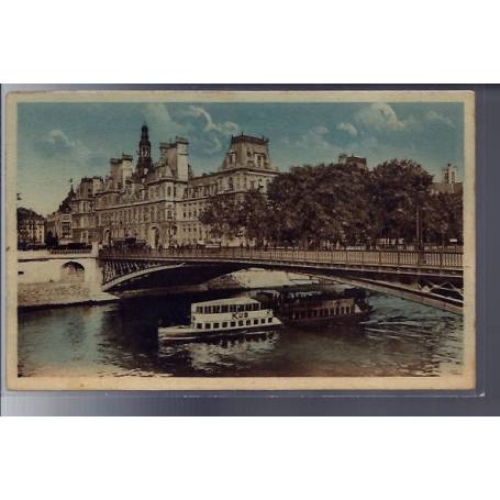 75 - Paris - l' Hôtel de Ville et le Pont d' Arcole - Non voyagé - Dos divisé