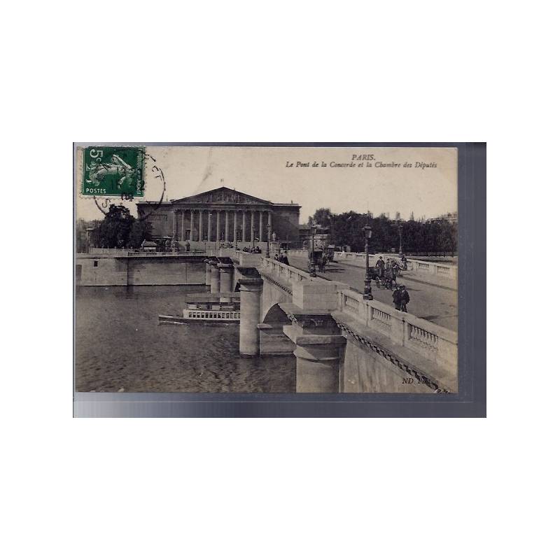 75 - Paris - le Pont de la Concorde et la chambre des Députés - Voyagé - Dos 