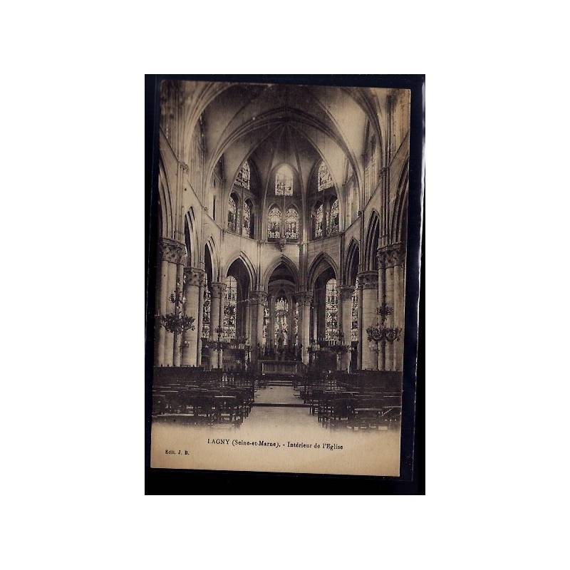 77 - Lagny - Intérieur de l' église - Voyagé - Dos divisé