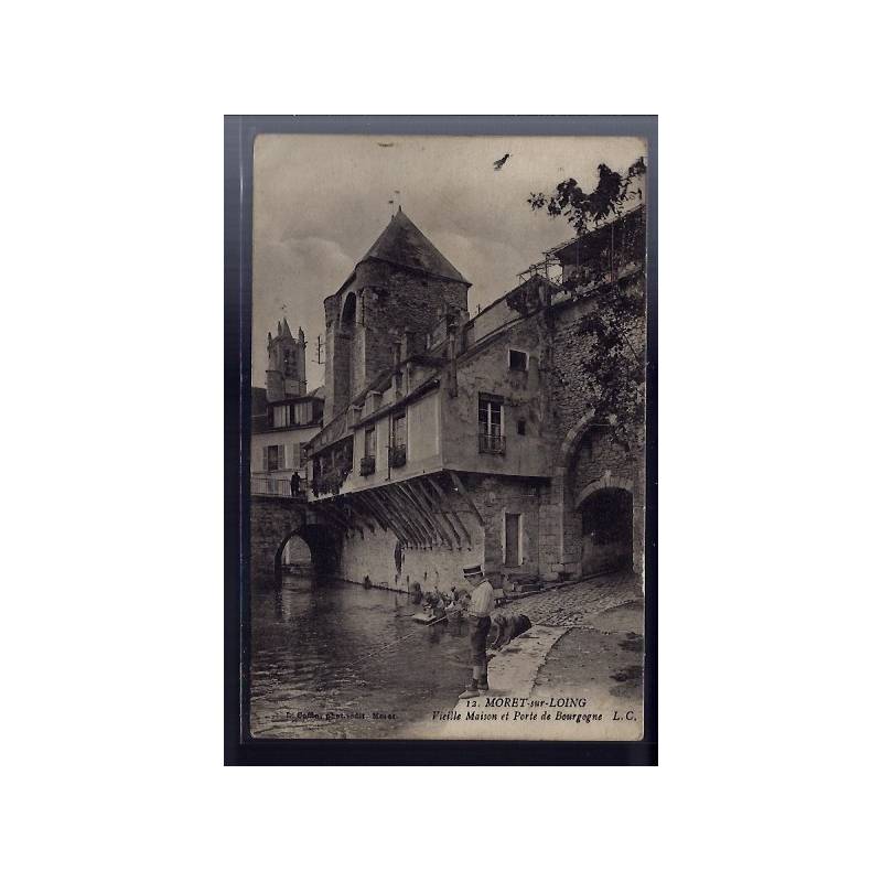 77 - Moret-sur-Loing - Vieille maison et porte de Bourgogne - Voyagé - Dos 