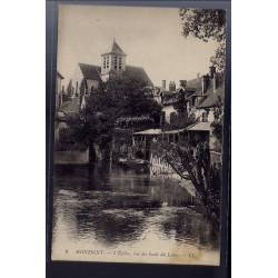 77 - Montigny - L' église - vue des bords du Loing - Voyagé - Dos divisé